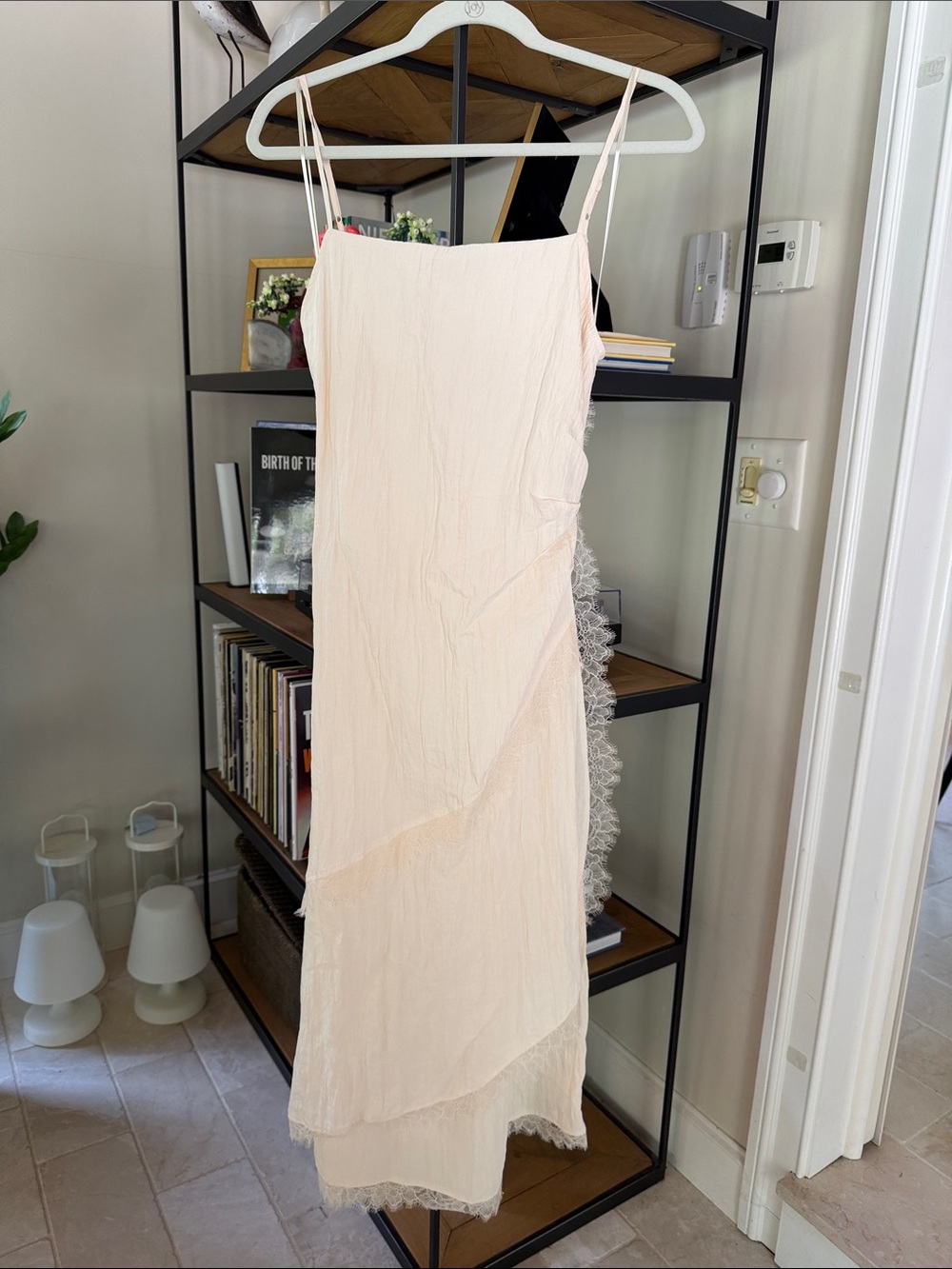 Zara Cream Lace-Trim Slip Dress with Adjustable Straps